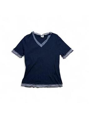 y2k fairy navy blue t shirt with lace trim